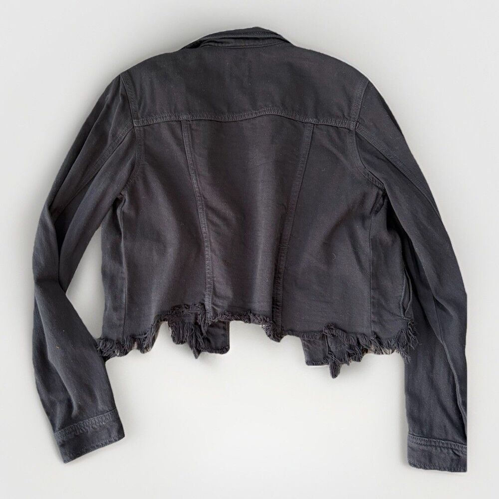 HIDDEN Black Denim Jean Jacket Size M Raw Hem - Picture 6 of 6